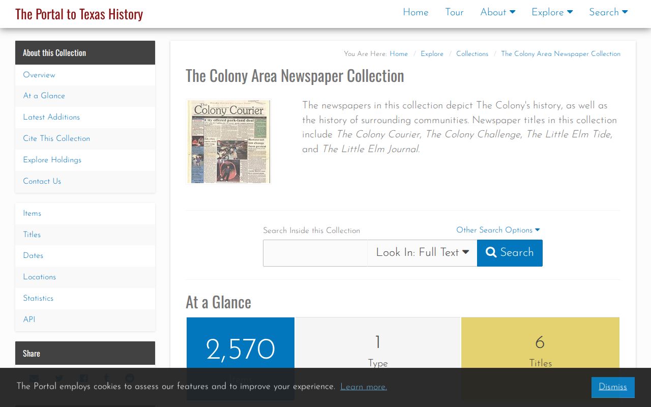 The Colony city directory newspaper collection on the UNT portal