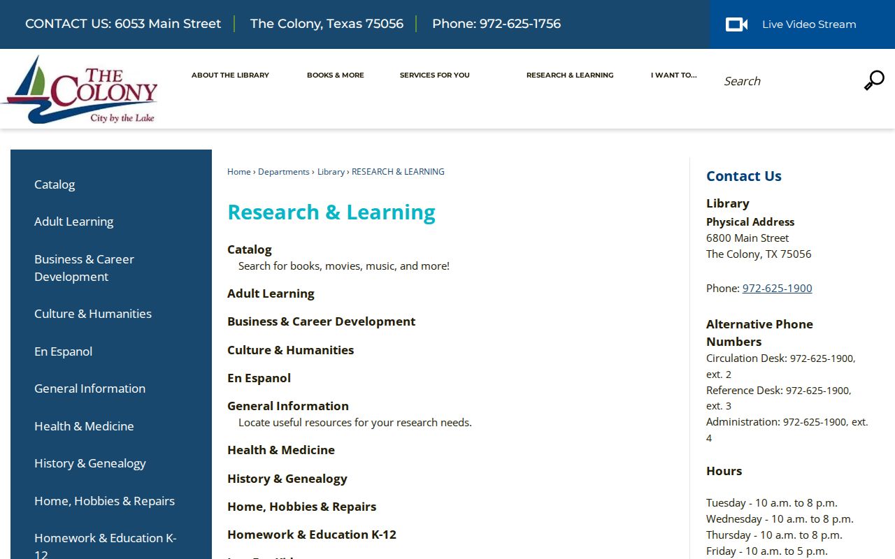 The Colony city directory research at the Public Library