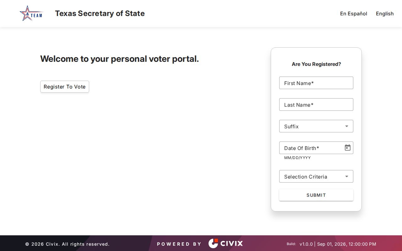 The Colony resident lookup through Texas My Voter Portal